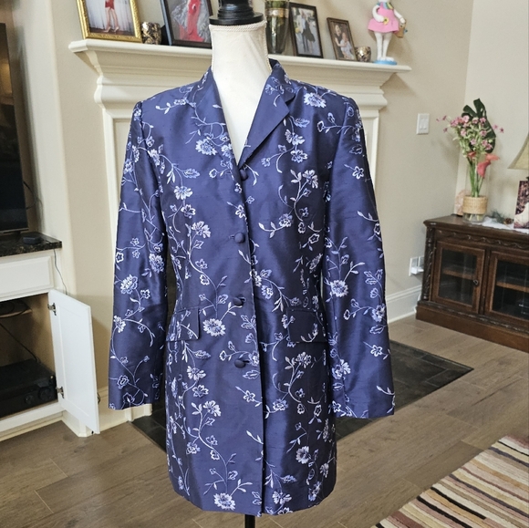 Nwot Talbots pure silk floral coat trench lightweight jacket 100% silk 8 - Picture 1 of 14